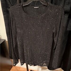 Black Glitter Long Sleeve Women's Top